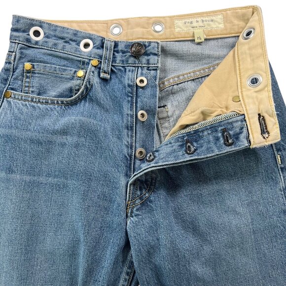 Rag & Bone Trompe L'Oeil Selvedge Cuff Grommet Jeans Size 24 - Picture 5 of 15